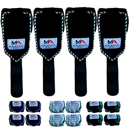 Majestic Ally Fleece Polo Leg Wraps for Horses, Black, Set of 4 - color: Black