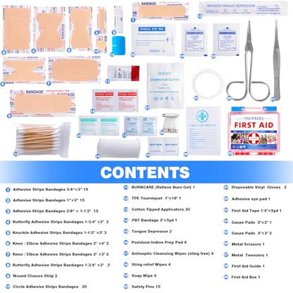Mini First Aid Kit - 150 Pieces, All-Purpose Portable - color: Red
