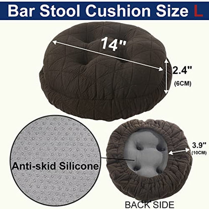 BUYUE Round Bar Stool Seat Cushion, Dia.14 Luxury Fashion Jacquard with Anti-Skid Silicone Bar Stool Cushion Padded (Brown, L,1 Count) - color: Brown, style: Round L