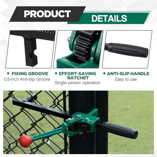 LEIFIDE 1 Pc Chain Link Fence Stretcher Tool Ratcheting Wire Tightener Puller for Woven Wire Fence 1.7''-9'' Tension Range Hooked Groove One-Hand Operation (16.5 Inch,Green) - color: Green, size: 16.5 Inch