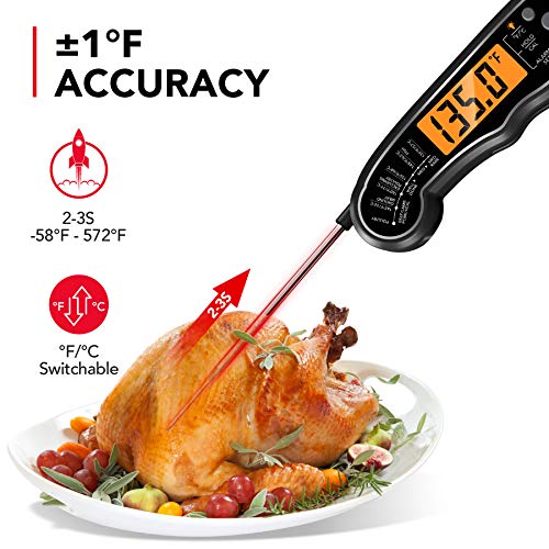 TEMOLA Meat Thermometer, Instant Read Food Thermometer for Cooking, Digital Food Thermometer with LCD Backlight for Candy Fry Grill BBQ Liquids, Kitchen Oven Safe Dual Probe 2 in 1 Thermometer | Digital LCD Backlight for Candy Fry Grill BBQ Liquids, Kitch