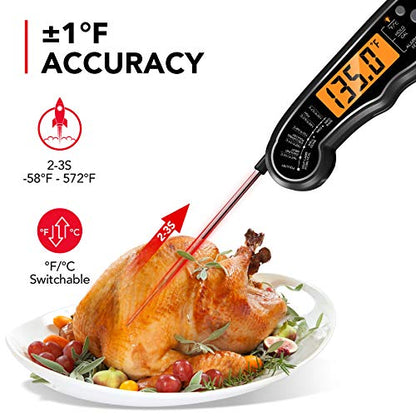 TEMOLA Meat Thermometer, Instant Read Food Thermometer for Cooking, Digital Food Thermometer with LCD Backlight for Candy Fry Grill BBQ Liquids, Kitchen Oven Safe Dual Probe 2 in 1 Thermometer | Digital LCD Backlight for Candy Fry Grill BBQ Liquids, Kitch
