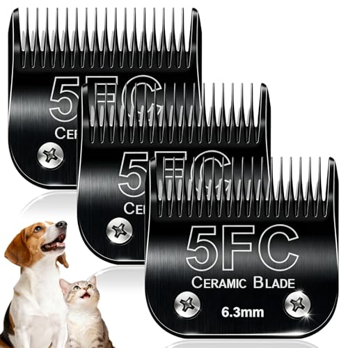 3PCS 5FC Dog Grooming Blades Replacement Compatible with Andis Dog Clippers - size: Black(5FC)