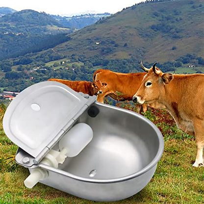Stainless Steel Livestock Water Bowl with Float Valve Tank,Automatic Farm Water Bowl for Horse, Cow, Goat, Sheep, Dog Drinking Waterer