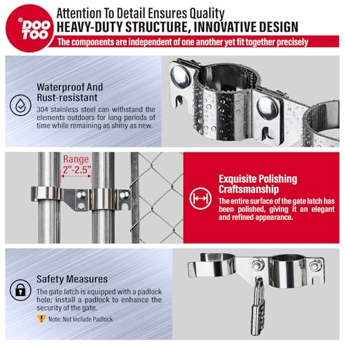 Stainless Steel 1-5/8" x 1-5/8" Chain Link Gate Latch （Fit 1 5/8" Gate Frame）, Heavy Duty Chain Link Fence Gate Fork Latch with Hole for Padlock 1Pack - color: 1-5/8"x1-5/8"