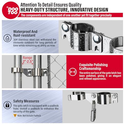 Stainless Steel 1-5/8" x 1-5/8" Chain Link Gate Latch （Fit 1 5/8" Gate Frame）, Heavy Duty Chain Link Fence Gate Fork Latch with Hole for Padlock 1Pack - color: 1-5/8"x1-5/8"