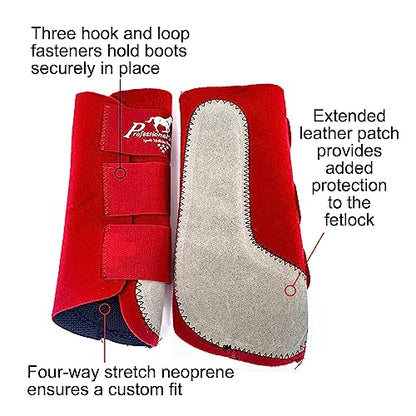 Professional's Choice Equine Easy-Fit Front Leg Splint Boot | Hook & Loop Closure | Sold in Pairs | One Size Fits All - color: Crimson Red, size: One Size