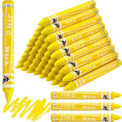 MotiMind 60 Pcs Industrial Lumber Crayons Bulk Wax Tire Marker Construction Marker for Craft Detailed Marking on Lumber Metal Carton Ceramics Concrete Glass Plastic 4.45" x 0.43" (Yellow) - color: Yellow