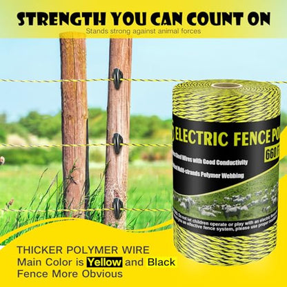 BESTEEL Electric Fence Poly Wire Electric Fencing Polywires 660 Feet 200M - size: 660 Feet