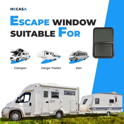 HECASA 24" W x 36" H RV Window w/Trim Ring Vertical Slide RV Window - size: 24" W x 36" H