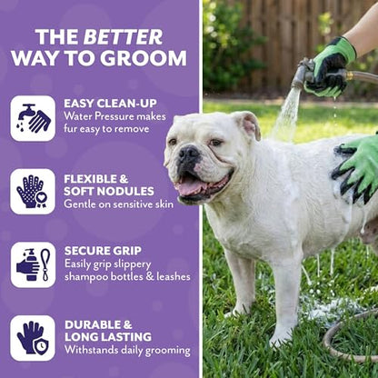 H Handson Pet Grooming Gloves - Cat, Dog, Horse Gentle Hair Remover Brush - Mitt For Long & Short Haired Fur - Shedding, Bathing & Massaging Glove (Purple, Small)