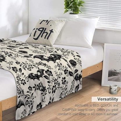 Bat Flower Fleece Throw Blanket for Couch Adults Teens 40" X 50" - color: Bat, size: 40x50 inch
