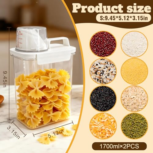 2 Pack 1800ML Airtight Cereal Container with Pour Spout & Cup