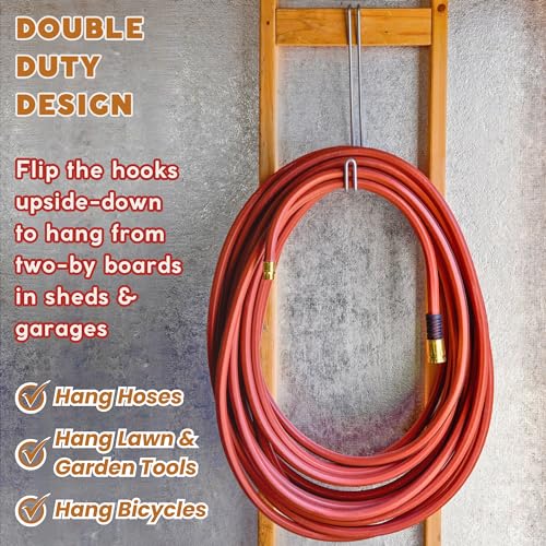 Over The Wall Heavy Duty Concrete Cinder Cement Block Wall Outdoor No Drill Fence Hooks Hangers - Extra Long Large Rafter Ladder Pool Equipment Pole Hangers for Planters Hoses Horse Tack Organization - size: 4" Wide Wall Hooks