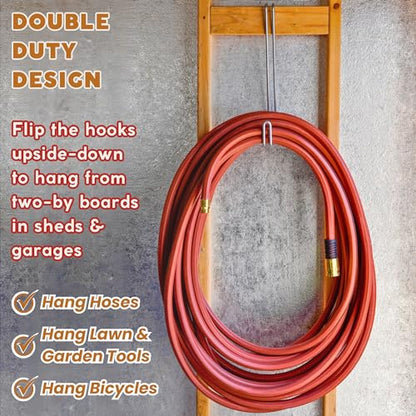 Over The Wall Heavy Duty Concrete Cinder Cement Block Wall Outdoor No Drill Fence Hooks Hangers - Extra Long Large Rafter Ladder Pool Equipment Pole Hangers for Planters Hoses Horse Tack Organization - size: 6" Wide Wall Hooks