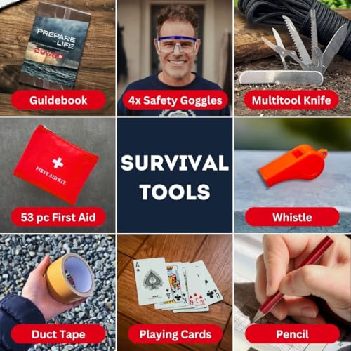 Essentials Complete Deluxe Survival Kit 2 & 4 Person | Bug-Out-Bag | Emergency Go Bag Kit for Wildfires, Hurricanes, and Other Natural Disasters - size: 4 Person