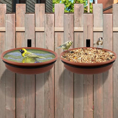 Alphatool Fence Bird Feeders Tray, 8.3'' Dia., Brown, 2 Pcs - color: Brown, size: 2pcs
