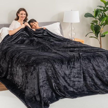 Berkshire Blanket VelvetLoft Big Oversized King Family Blanket, All Season Mid-Weight Ultra Silky and Fuzzy, Seamless Extra Large(Black, 120x120 Inches) - color: Black, size: Oversized King