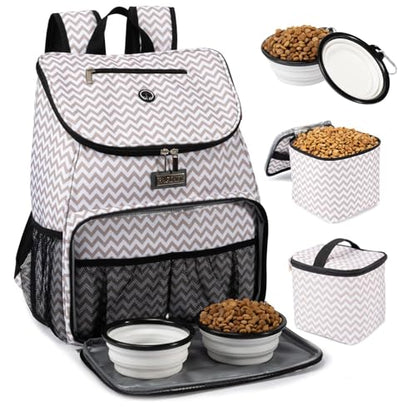 BAGLHER丨Dog Travel Bag, Airline Approved Pet Supplies Backpack, Dog Travel Backpack with 2 Silicone Collapsible Bowls and 2 Food Baskets - color: BLW-A
