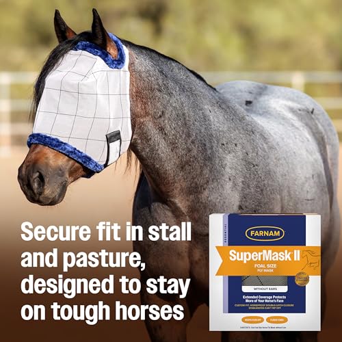 Farnam SuperMask II Horse Fly Mask Without Ears, Protects Eyes, Foal Size - size: Foal