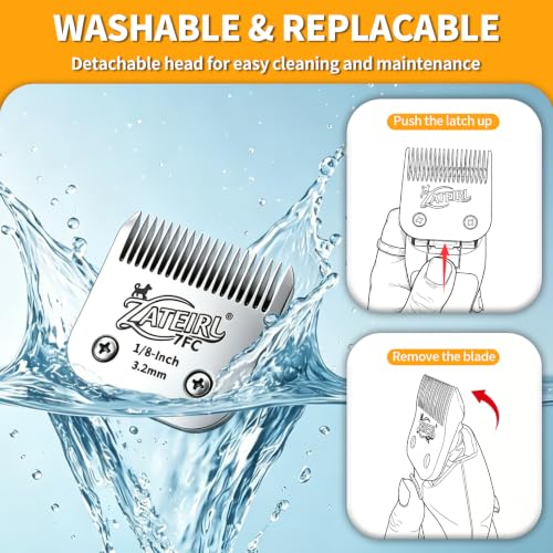 Size 7FC Detachable Pet Grooming Clipper Blade with Ceramic Cutter, 3.2mm 1/8 Inch Cut Length, Silver, Compatible with Andis, Oster A5, Wahl KM10, 3 Pack - color: Silver, size: 7FC 3.2mm - 3 Pack