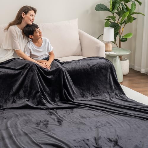 Berkshire Blanket VelvetLoft Big Oversized King Family Blanket, All Season Mid-Weight Ultra Silky and Fuzzy, Seamless Extra Large(Black, 120x120 Inches) - color: Black, size: Oversized King