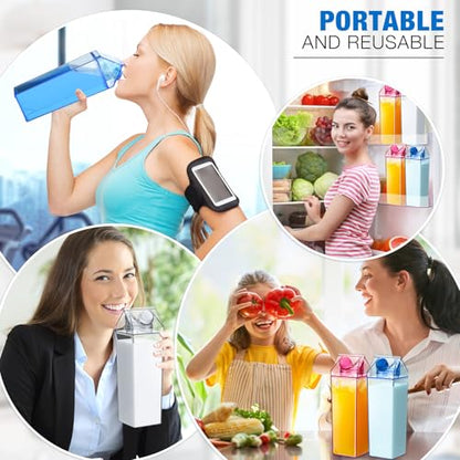 Remerry 3 Pcs Milk Carton Container, Square Acrylic Plastic Clear - color: Pink Blue Clear, size: 34 oz