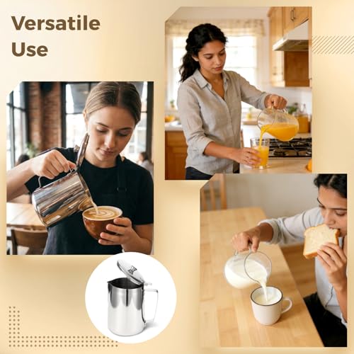 Stainless Steel Pitcher with Lid, 67 oz/2000 ml Large Capacity with Scales
