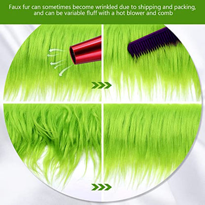 Tatuo 2 X 100 Inch Green Fake Fur Fabric for Crafts Sewing DIY - color: Green, size: 2 x 100 Inch