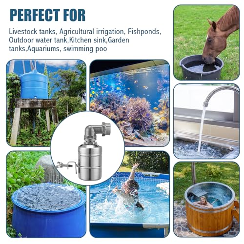 MorningRo 4 Pack Water Float Valve 1/2" to 3/4'' Auto Shut off Water Tank Float Valve 304 Stainless Steel Fully Automatic Level Control for Pool, Livestock Troughs (Regular Style) - style: Regular Style