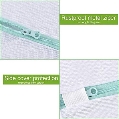 OTraki 2 Pack Extra Large Laundry Mesh Bag 43 x 35 Inch Mesh Laundry Bag Zippered Big Net Bag for Blanket Sweater Coat Bedding Sheet in Home Dorm Hotel Don't Drying, Melting 140-176℉, White - size: 35 x 43 inch