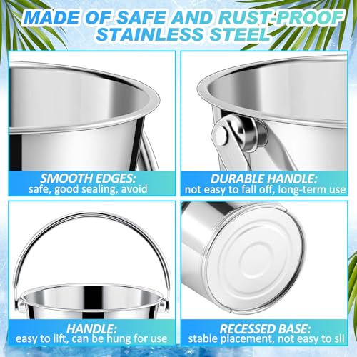 Hicarer 10 Pack 2.1 Quart Stainless Steel Dog Water Buckets, Metal Pails - size: 2.1 Quart