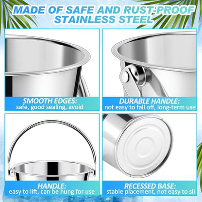 Hicarer 10 Pack 2.1 Quart Stainless Steel Dog Water Buckets, Metal Pails - size: 2.1 Quart