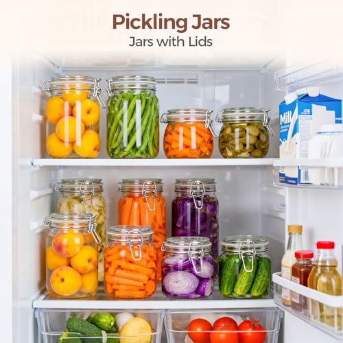 ComSaf Square Glass Pickling Jars 27 oz 6 Pack with Airtight Lids Pantry - size: 27oz*6