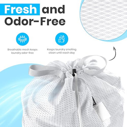 Handy Laundry Mesh XL Laundry Bag 24"x36" with Shoulder Strap, White | XL 24x36 Mesh Laundry Bag, Handles & Shoulder Strap, Breathable, Machine Washable, Dorm Travel Bedding, White - color: White, size: 1-Pack