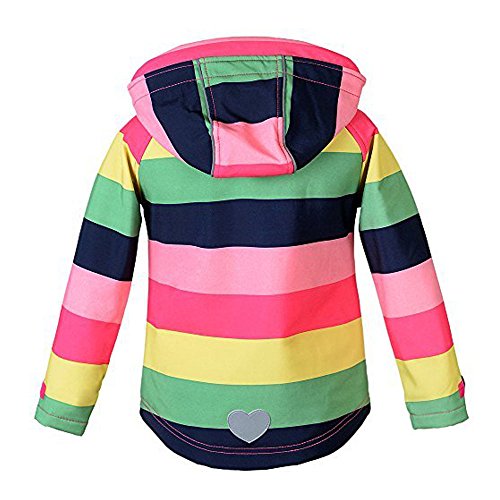 M2C Girls Hooded Fleece Lined Windproof Softshell Windbreaker Jacket - color: Stripe Pink, size: 7 Years