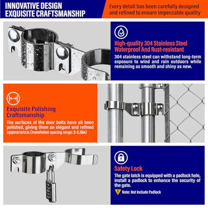Heavy Duty Stainless Steel 1-5/8" x 1-7/8" Chain Link Fence Gate Fork Latch with Hole for Padlock（Fit 1 5/8" Gate Frame） 1Pack - size: 1-5/8''x1-7/8''-1P