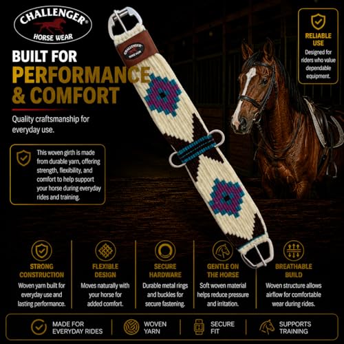 CHALLENGER Horse Western 13 Strand Double Weave Multicolor Mohair Straight Cinch 97RT16 - size: 26 Inch