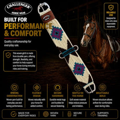 CHALLENGER Horse Western 13 Strand Double Weave Multicolor Mohair Straight Cinch 97RT16 - size: 30"