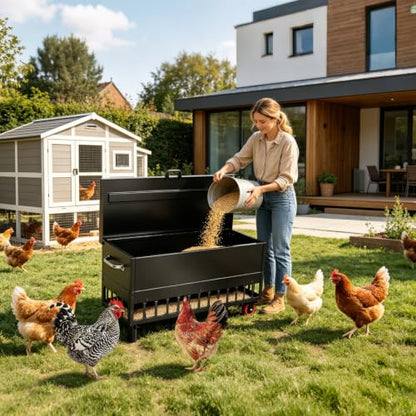 120LBS Heavy-Duty Galvanized Automatic No-Waste Chicken Feeder