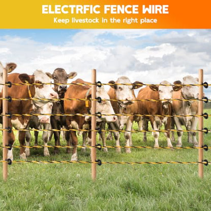 Electric Fence Polywire 3366 Feet, Upgraded 9 Stainless Steel Strands for Reliable Conductivity, Portable PVC-Coated Fiberglass Electric Fenceing 1026 Meters, UV, Rust Resistant for Livestock - color: 3366FT