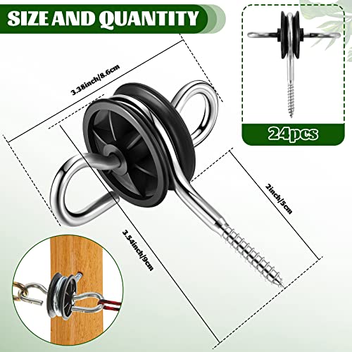 Moxweyeni 12 Pcs Black Electric Fence Insulators Screw, Anchor Electric Fence Wire Insulators for Ring Wooden Post Gate Handles