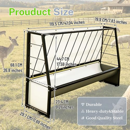 30 Gallon Heavy Duty Pasture Hay Feeder, Galvanized Steel Outdoor Livestock Hay Feeder for Mini Goats, Pony, Sheep and Mini Horses