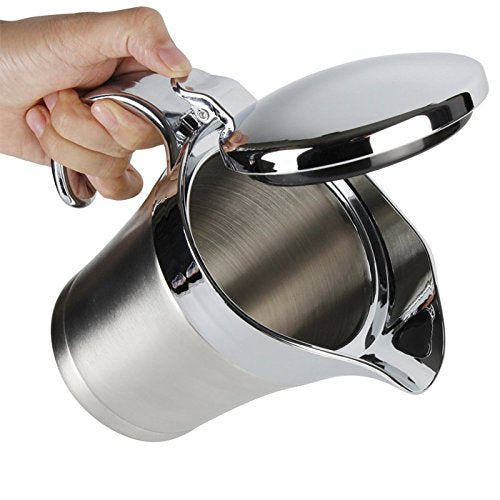 Double Insulated Gravy Boat - Stainless Steel Sauce Jug with Hinged Lid Hinged Lid Ideal for Gravy or Cream at Thanksgiving (750ML/26 OZ) - color: 750ML/26 OZ