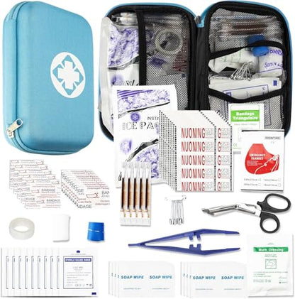 First Aid Kit 276PCS Car Home Camping Essentials Blue Emergency Kit AMORNING - color: Blue-276pcs