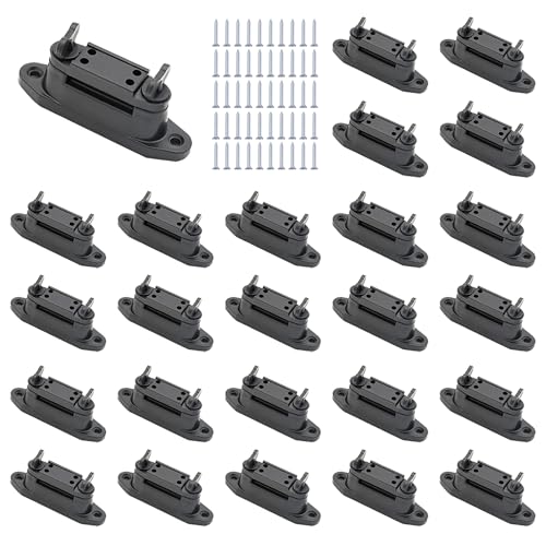 Electric Fence Tape Clamp Tensioner Insulator, 25 Count, Black | Plastic Polytape Corner, Wood Post Nail Holding, With Screw, For Livestock, Garden, Farm