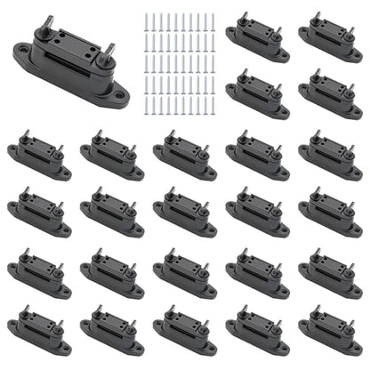 Electric Fence Tape Clamp Tensioner Insulator, 25 Count, Black | Plastic Polytape Corner, Wood Post Nail Holding, With Screw, For Livestock, Garden, Farm