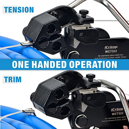 IWISS Metal Zip Tie Gun Wrap Tool for Stainless Steel Cable Ties, Tensioning & Cutting Functional Cable Tie Gun c/w Free Zip Tie Release Tool