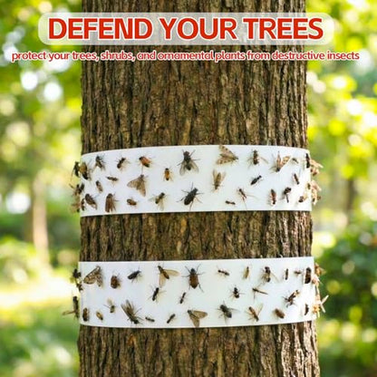 6 Rolls Spotted Lantern Fly Tree Trap, 30 ft Each, Outdoor Ant Trees Wrap | Fly Tree Tape Sticky Strips, for Protecting Trees, Fruit & Plants, Pest Control