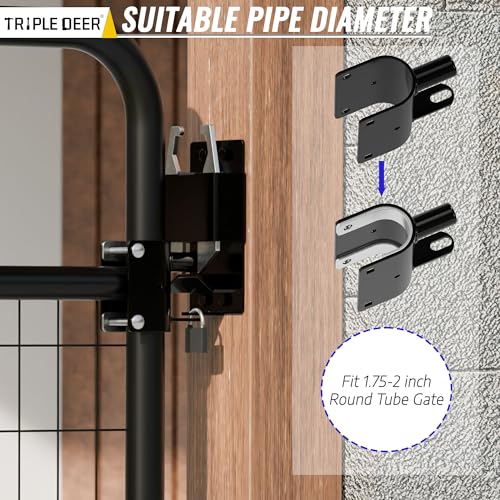 TRIPLE DEER Heavy Duty 2 Way Farm Gate Latch Lockable, Two Way Livestock Fence Gate Latches for Metal Gates, Ranches, Farms, Stables, Horse Corrals, Pet Cages (1 Pack, Include Screws and Instructions)